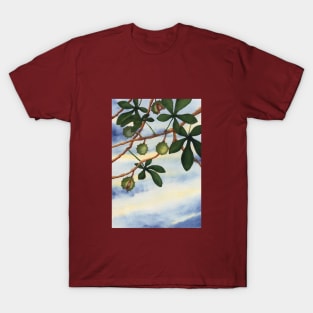 CHESTNUT TREE TREES CHESTNUTS LEAVES AUTUMN FALL T-Shirt